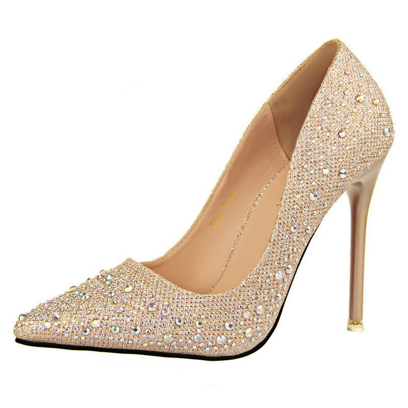 Sexy Women Silver Rhinestone Wedding Shoes Platform Pumps Red Bottom High Heels Crystal Shoes Gold Black Pink - CelebritystyleFashion.com.au online clothing shop australia