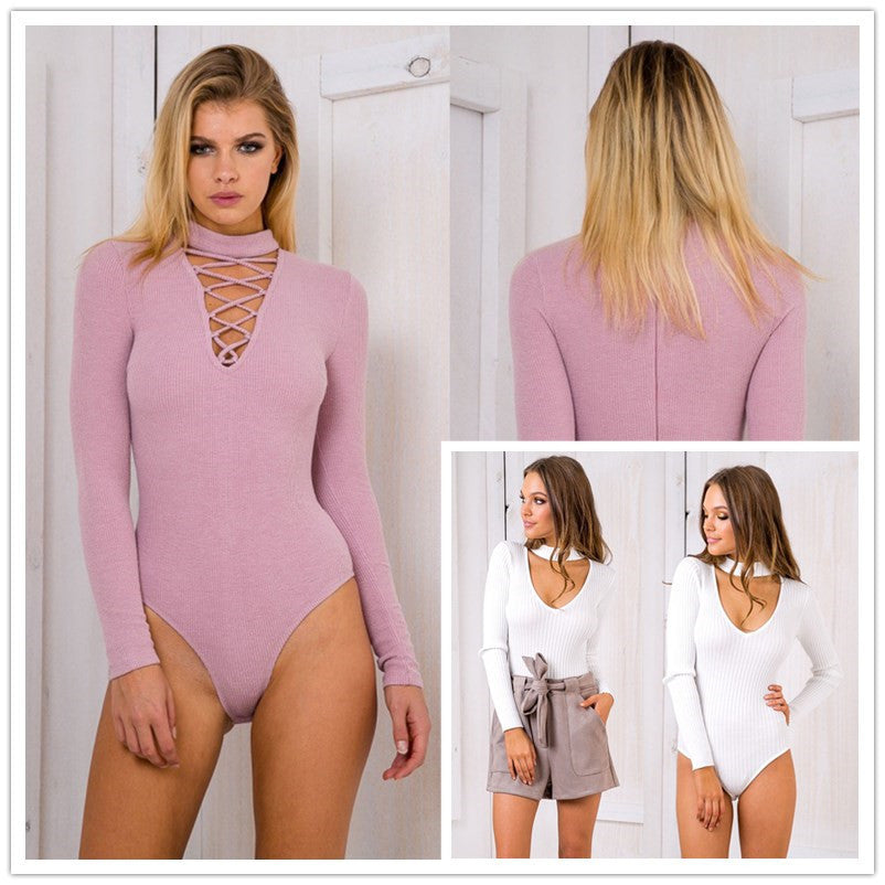 Summer Autumn Piece Pants Printed Women Long sleeve Bandage Bodysuit women jumpsuit-Dollar Bargains Online Shopping Australia