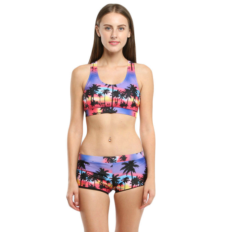 Sexy Bikinis Set Swimwear Women Swimsuits biquini Printing Shorts Straight Beachwear Swim Bathing Suits - CelebritystyleFashion.com.au online clothing shop australia