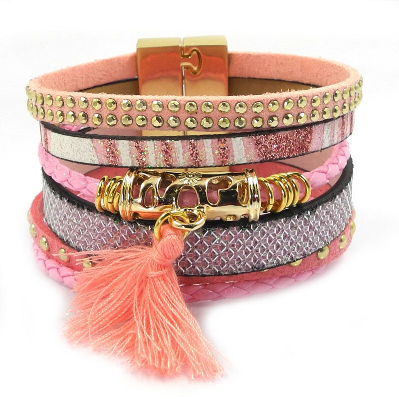 winter leather bracelet have 4 color charm bracelets Bohemian bracelets & bangles Christmas gift for women - CelebritystyleFashion.com.au online clothing shop australia