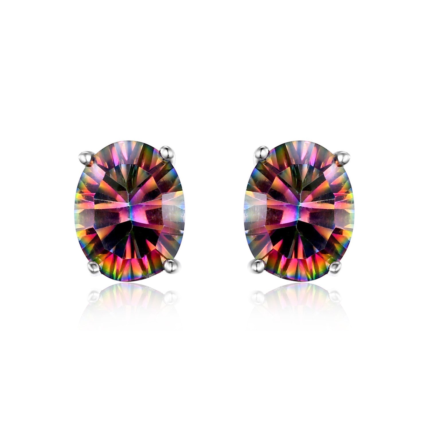 7x5mm Oval Cut 1.5ct Fire Rainbow Mystic Topaz Earrings Studs Solid 925 Sterling Silver Women Vintage Fashion - CelebritystyleFashion.com.au online clothing shop australia