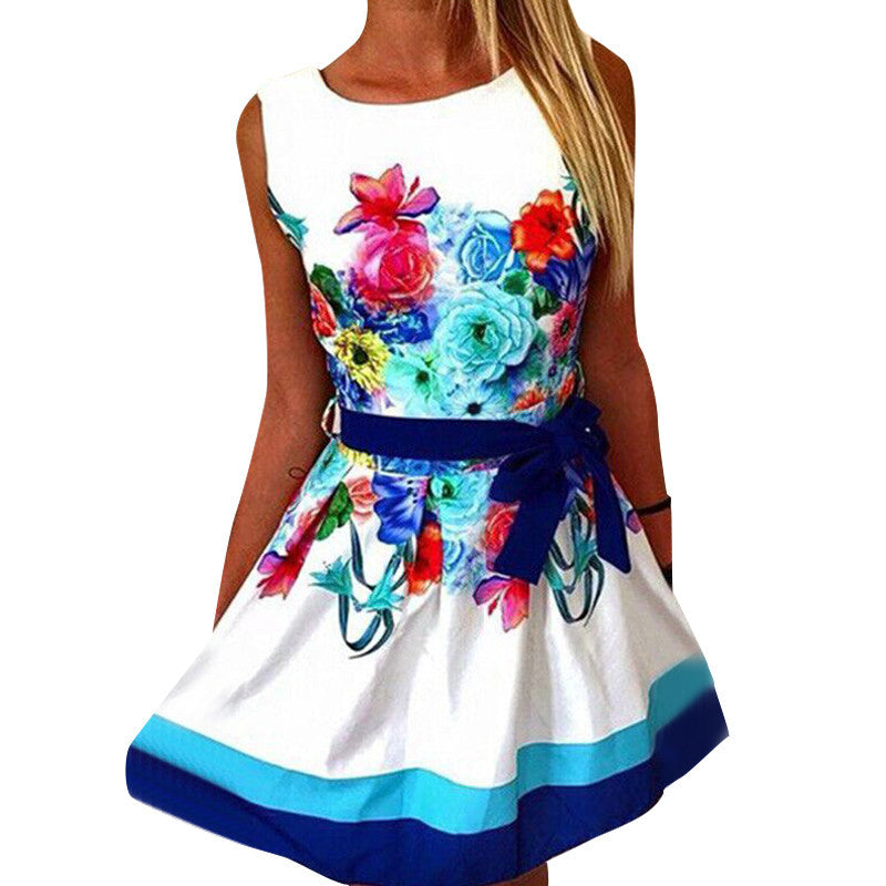 Micky Arrival Women Fashion Print Dress Retro O Neck Printing Sleeveless Women Dress Sexy Party Dresses vestidos Large Size-Dollar Bargains Online Shopping Australia