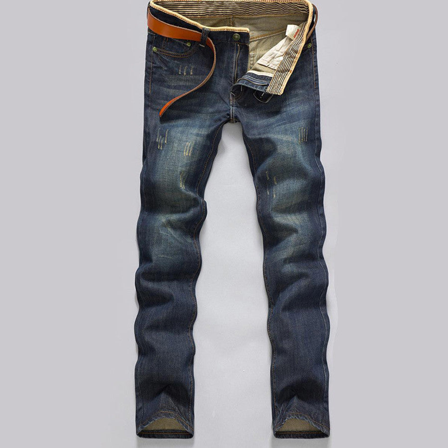 Men Autumn Winter Jeans Casual Pants Pockets Thick Warm Modern Straight Full length Clothes Brand Slim Solid Popular Tops hot-Dollar Bargains Online Shopping Australia