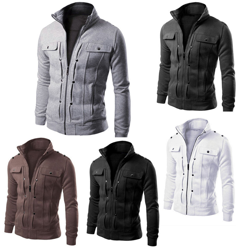 Fashion Winter Jacket Men Casual Hooded Thick Padded Jacket Zipper Slim Outwear Cotton down Coat Warm winter jackets mens - CelebritystyleFashion.com.au online clothing shop australia