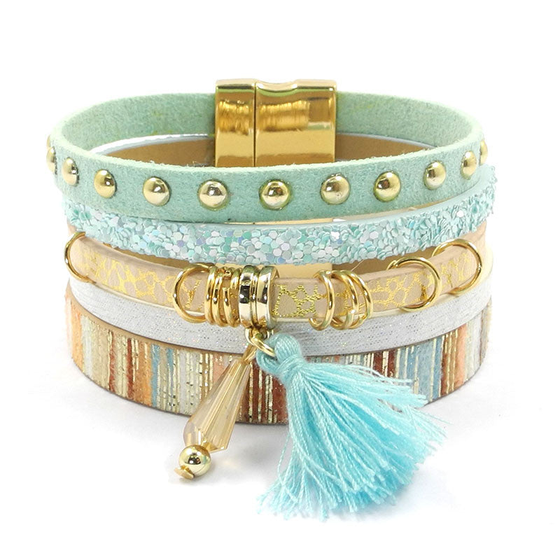 leather bracelet 6 color bracelets winter charm bracelets Bohemian bracelets&bangles for women Christmas gift B1627 - CelebritystyleFashion.com.au online clothing shop australia