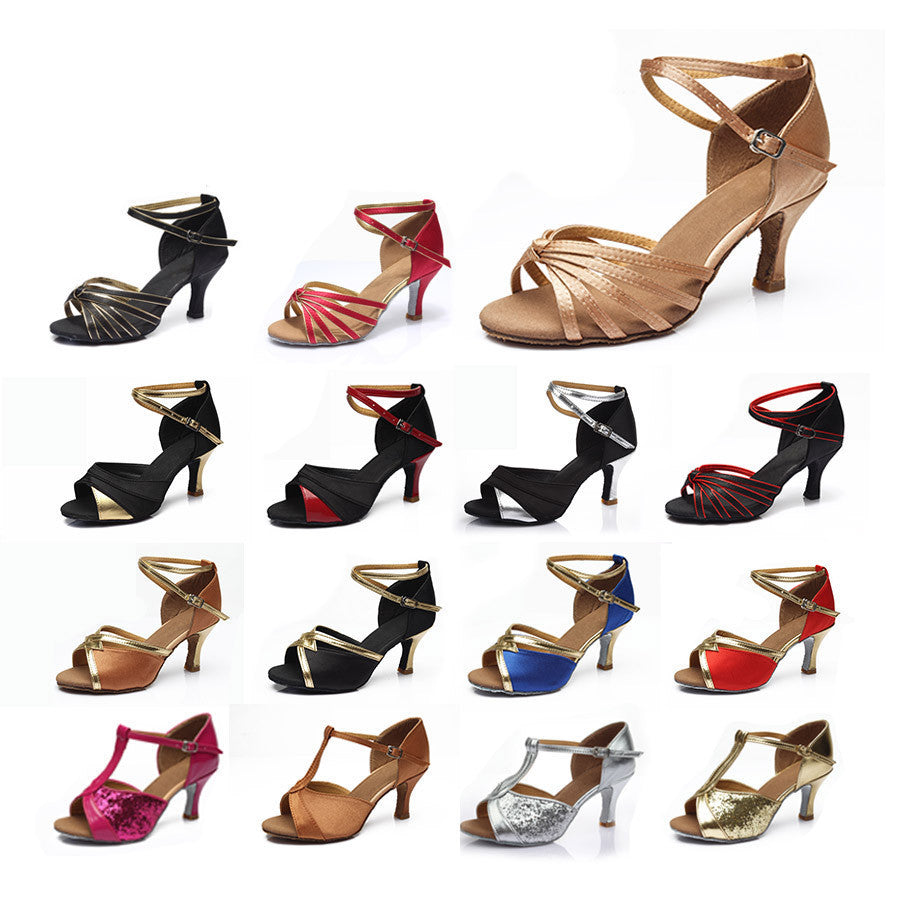 Brand Satin/PU Girls Ladies Women's Tango Salsa Dance Ballroom Latin Dance Shoes 7cm Heels 22 Colors and-Dollar Bargains Online Shopping Australia