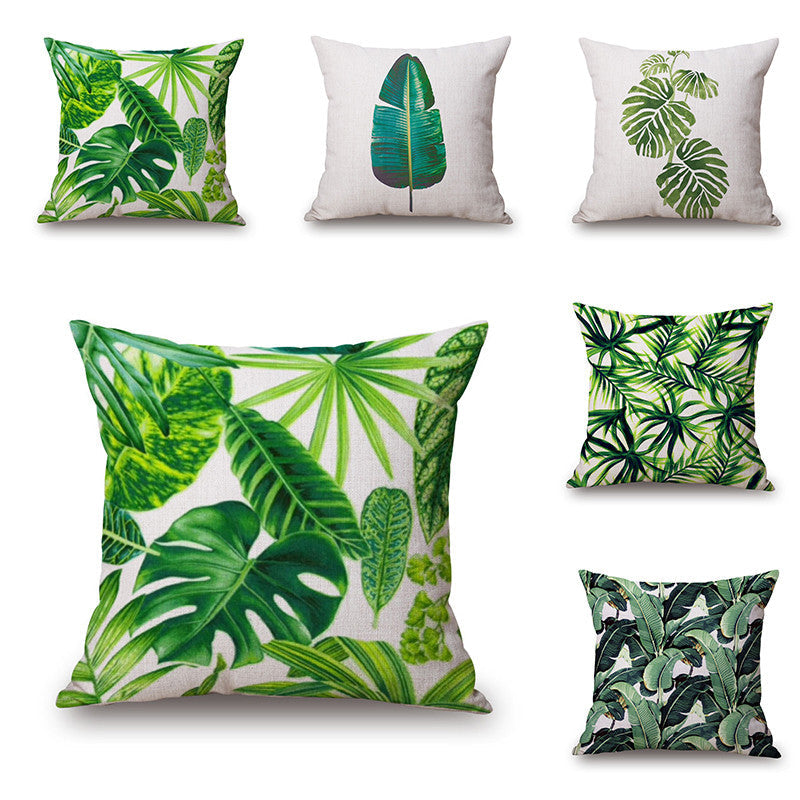 Green Tropical Plant Tree Leaves Pillow Cover Fresh Throw Pillow Case Home el Usage