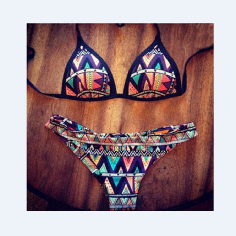 Bikini Set Floral Print Women Geometric Bikini Beachwear Swimwear Low Waist Monokini Swimsuit Bathing Suit Push Up Swimwear - CelebritystyleFashion.com.au online clothing shop australia