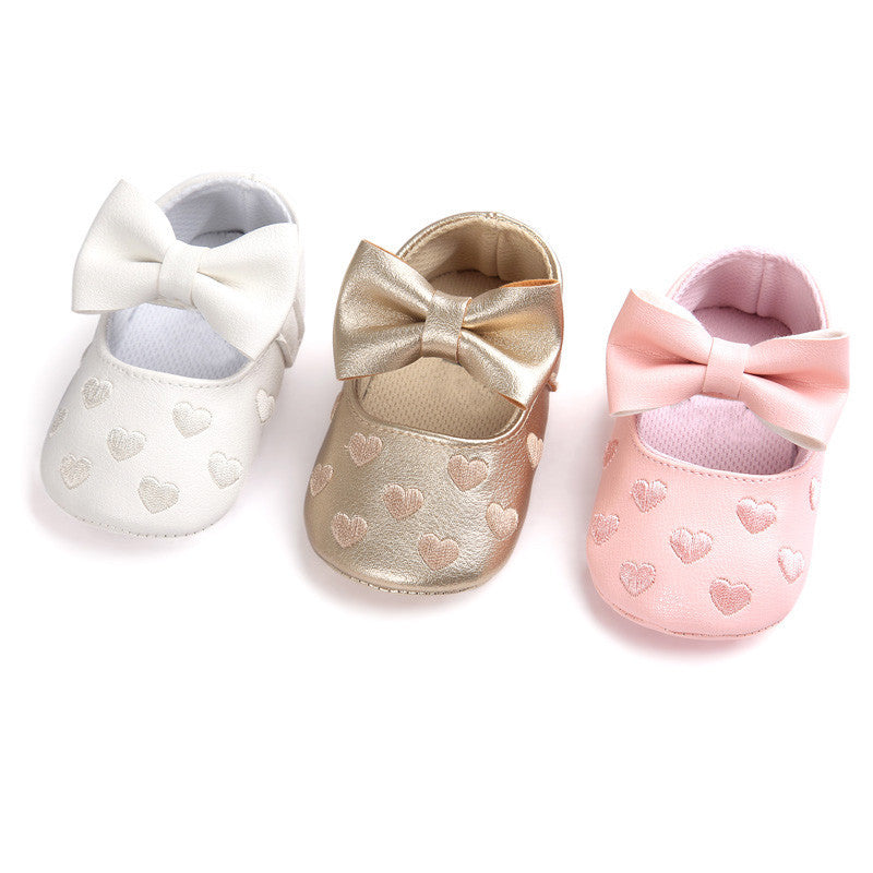 PU Leather Newborn Baby Girls Princess Heart-Shaped Mary Jane Big Bow Prewalkers Soft Bottom Shoes Crib Babe Ballet Dress Shoes - CelebritystyleFashion.com.au online clothing shop australia