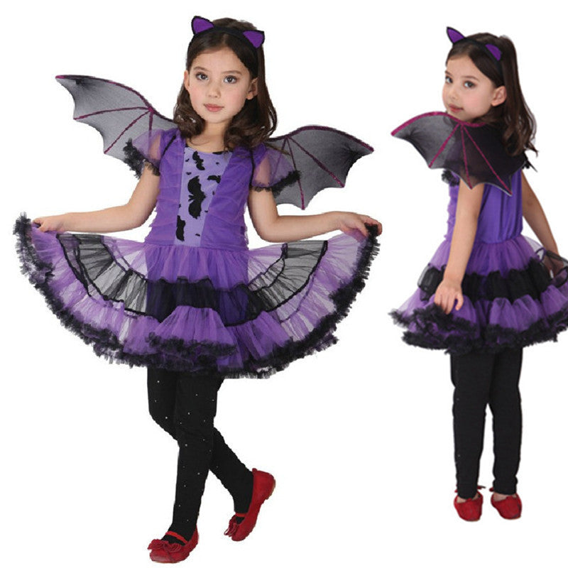 Christmas Fancy Masquerade Party Bat Girl Costume Children Cosplay Dance Dress Costumes for Kids Purple Clothing Lovely Dresses - CelebritystyleFashion.com.au online clothing shop australia