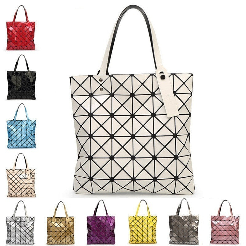 Ladies Folded Geometric Plaid Bag Women Fashion Casual Tote Top-handle Bag Shoulder Bags Bao Bao Pearl BaoBao Bolsas Handbags-Dollar Bargains Online Shopping Australia