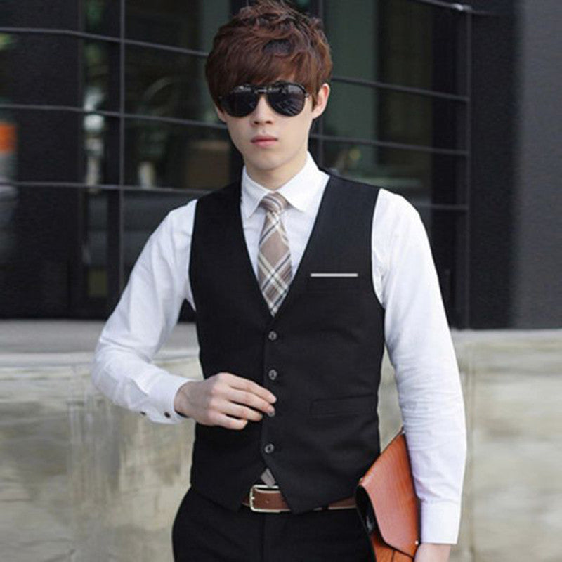 Fashion Gilet Homme Business Suit Vests Slim Fit Men Waistcoat Single Button Men Dress Vest Plus Size 3XL-Dollar Bargains Online Shopping Australia