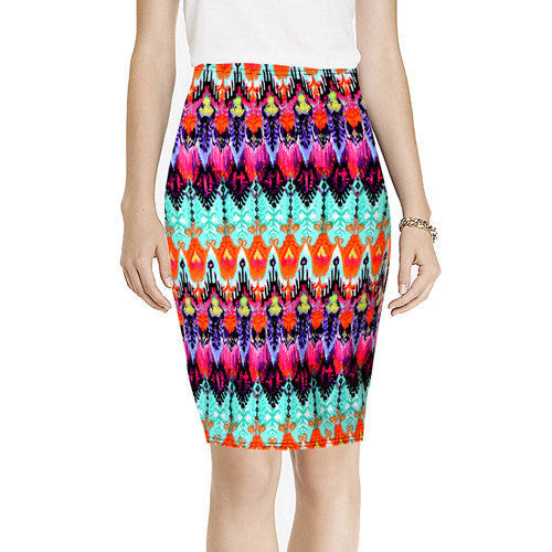 Spring Summer Vintage Fashion Printed Pencil Skirt Midi Women Knee-Length Elastic High Waist Ladies Pattern Skirts D40-Dollar Bargains Online Shopping Australia