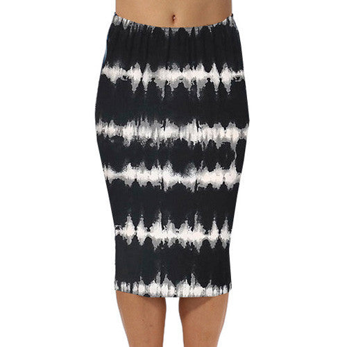 Spring Summer Vintage Fashion Printed Pencil Skirt Midi Women Knee-Length Elastic High Waist Ladies Pattern Skirts D40-Dollar Bargains Online Shopping Australia