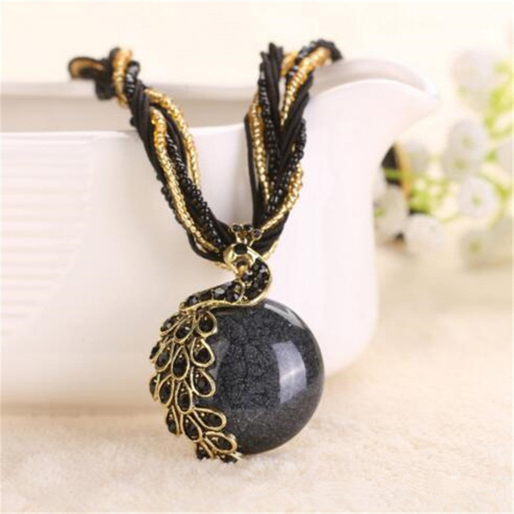 2016 new peacock decoration rough necklace short clavicle female chain turquoise stone pendant necklace style summer jewelry - CelebritystyleFashion.com.au online clothing shop australia