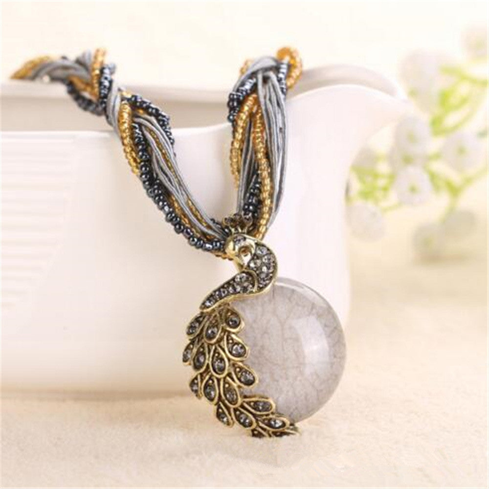 2016 new peacock decoration rough necklace short clavicle female chain turquoise stone pendant necklace style summer jewelry - CelebritystyleFashion.com.au online clothing shop australia