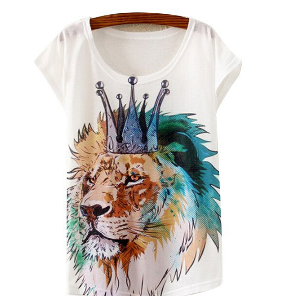Multi-Style Print Casual Women Short Sleeve Loose Casual T-shirt Tops-Dollar Bargains Online Shopping Australia