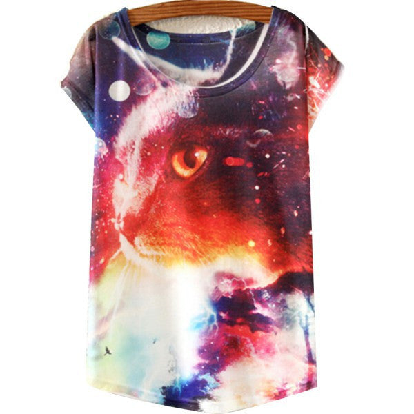 Multi-Style Print Casual Women Short Sleeve Loose Casual T-shirt Tops-Dollar Bargains Online Shopping Australia