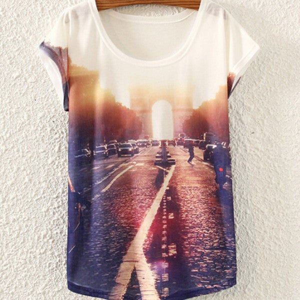 Multi-Style Print Casual Women Short Sleeve Loose Casual T-shirt Tops-Dollar Bargains Online Shopping Australia