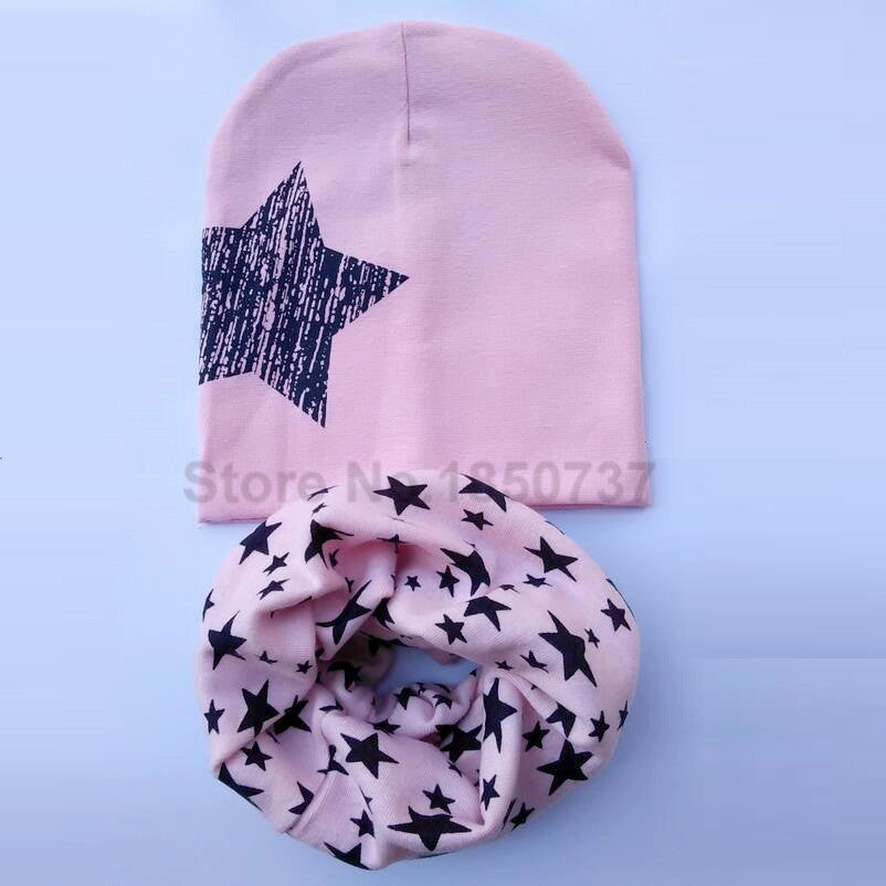 Baby hat scarf Kids Hat Autumn Winter Children scarf-collar Boys Girls warm Beanies Star print Infant Hats baby cap - CelebritystyleFashion.com.au online clothing shop australia