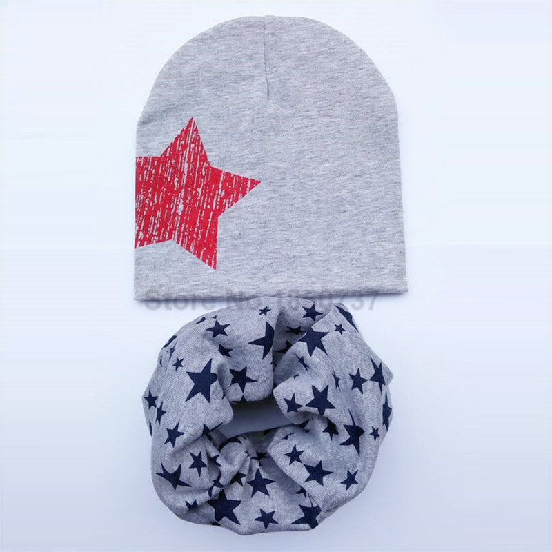 Baby hat scarf Kids Hat Autumn Winter Children scarf-collar Boys Girls warm Beanies Star print Infant Hats baby cap - CelebritystyleFashion.com.au online clothing shop australia