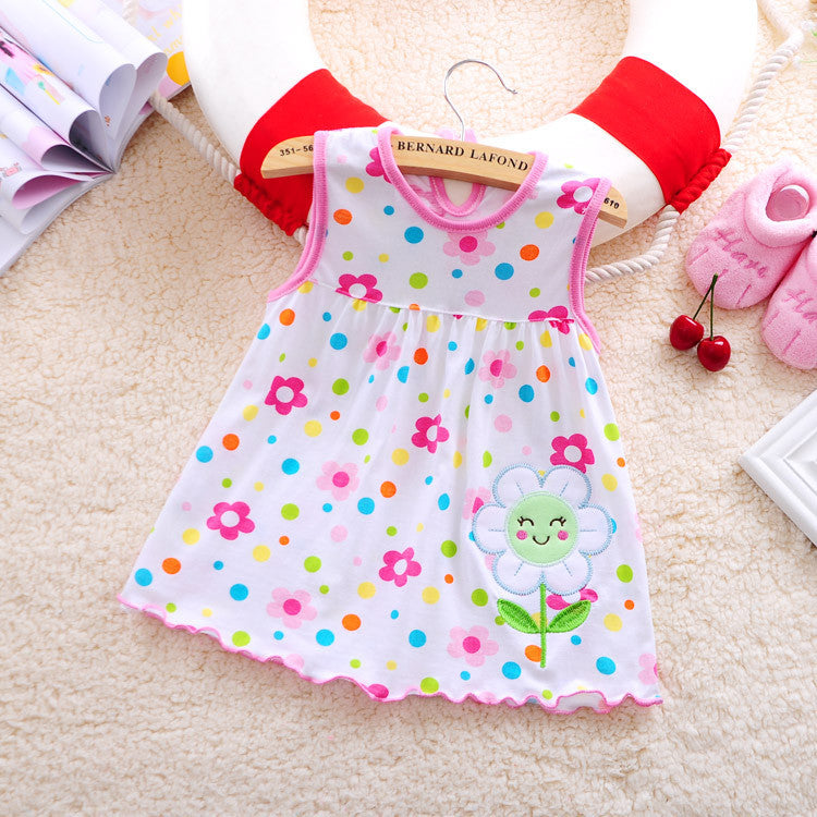 new Cute Baby Girl Dress Cotton Dot Striped Slip Dress pear flower Children Kids Clothing 0-18M dress - CelebritystyleFashion.com.au online clothing shop australia