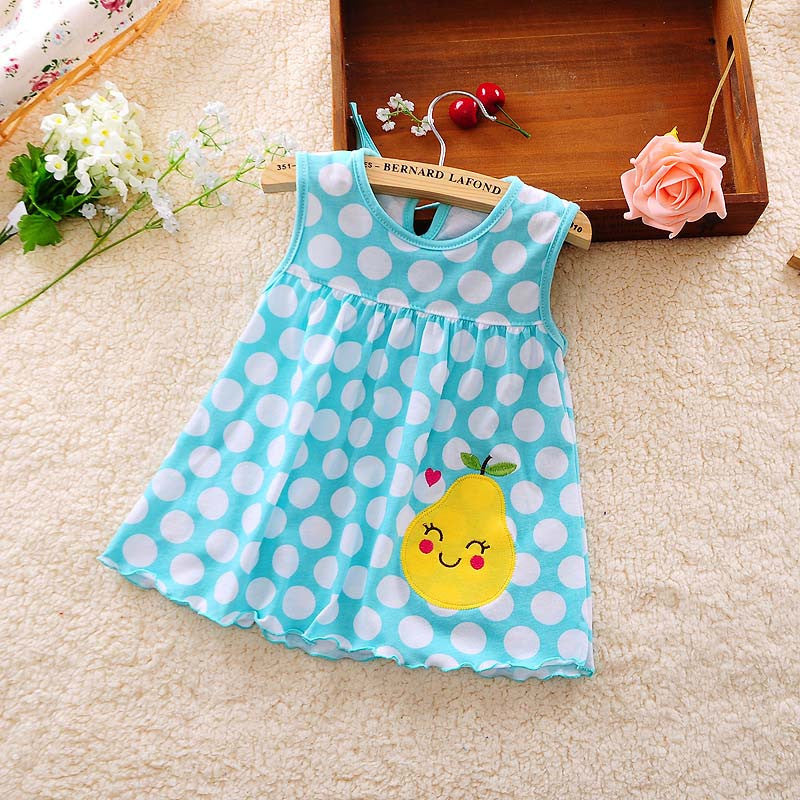 new Cute Baby Girl Dress Cotton Dot Striped Slip Dress pear flower Children Kids Clothing 0-18M dress - CelebritystyleFashion.com.au online clothing shop australia