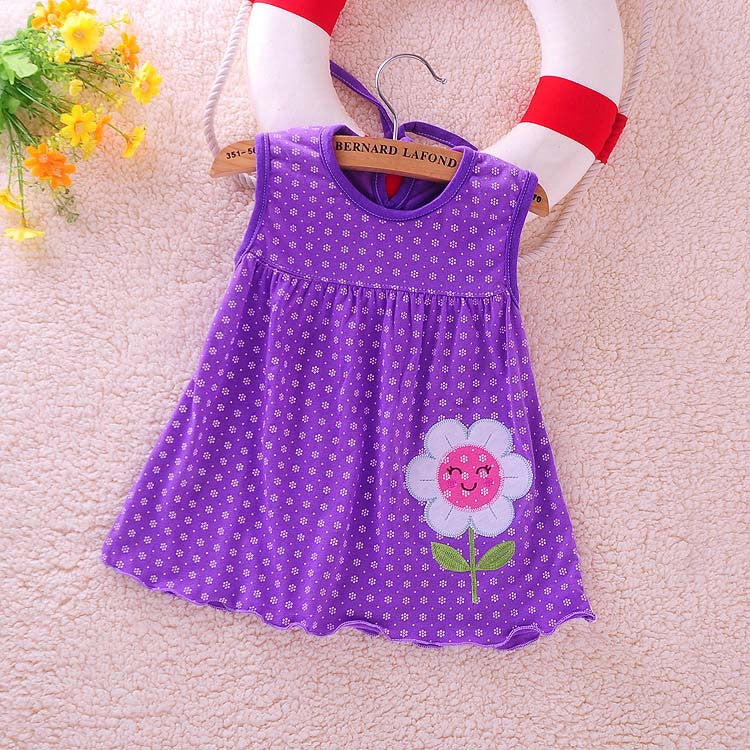 new Cute Baby Girl Dress Cotton Dot Striped Slip Dress pear flower Children Kids Clothing 0-18M dress - CelebritystyleFashion.com.au online clothing shop australia