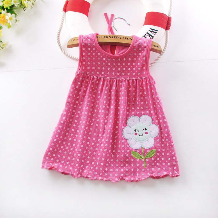 new Cute Baby Girl Dress Cotton Dot Striped Slip Dress pear flower Children Kids Clothing 0-18M dress - CelebritystyleFashion.com.au online clothing shop australia