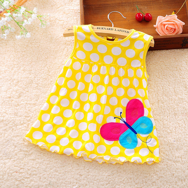 new Cute Baby Girl Dress Cotton Dot Striped Slip Dress pear flower Children Kids Clothing 0-18M dress - CelebritystyleFashion.com.au online clothing shop australia