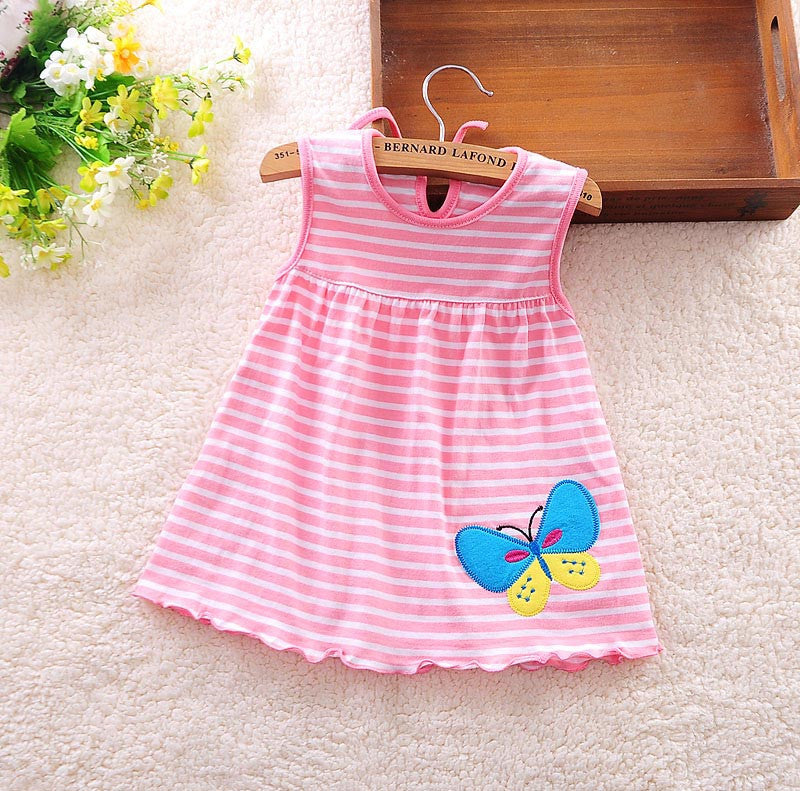 new Cute Baby Girl Dress Cotton Dot Striped Slip Dress pear flower Children Kids Clothing 0-18M dress - CelebritystyleFashion.com.au online clothing shop australia