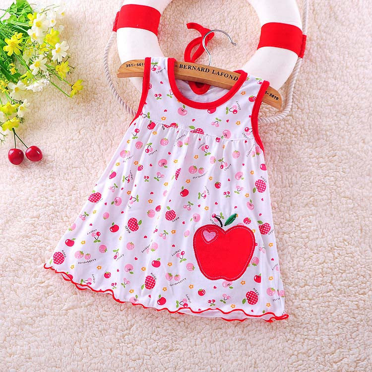 new Cute Baby Girl Dress Cotton Dot Striped Slip Dress pear flower Children Kids Clothing 0-18M dress - CelebritystyleFashion.com.au online clothing shop australia