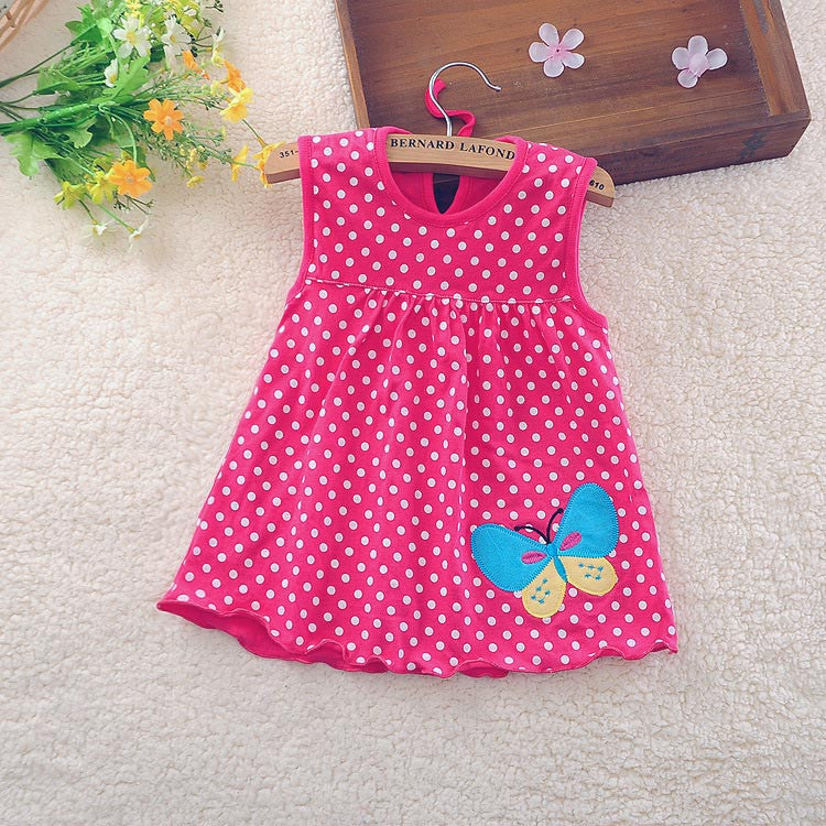 new Cute Baby Girl Dress Cotton Dot Striped Slip Dress pear flower Children Kids Clothing 0-18M dress - CelebritystyleFashion.com.au online clothing shop australia