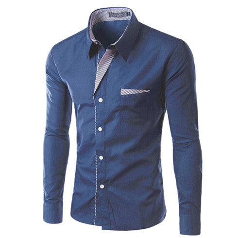 Brand New Mens Formal Business Shirts Casual Slim Long Sleeve Dresse Shirts Camisa Masculina Casual Shirts Asian Size M-4XL 8012 - CelebritystyleFashion.com.au online clothing shop australia