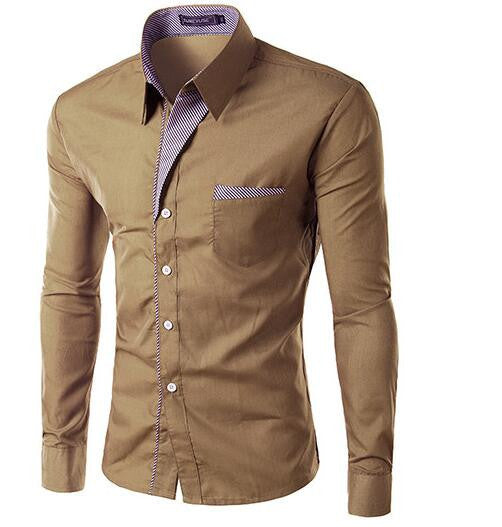 Brand New Mens Formal Business Shirts Casual Slim Long Sleeve Dresse Shirts Camisa Masculina Casual Shirts Asian Size M-4XL 8012 - CelebritystyleFashion.com.au online clothing shop australia