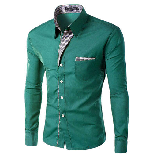 Brand New Mens Formal Business Shirts Casual Slim Long Sleeve Dresse Shirts Camisa Masculina Casual Shirts Asian Size M-4XL 8012 - CelebritystyleFashion.com.au online clothing shop australia