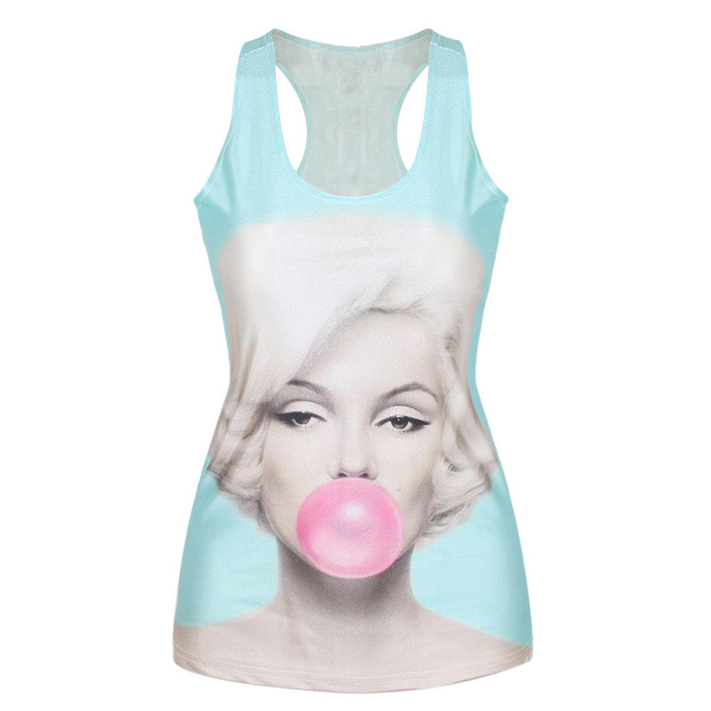 Women Summer Style T Shirt Punk Club Sleeveless Costume 3D T-Shirts Women Fashion Leisure Vest-Dollar Bargains Online Shopping Australia