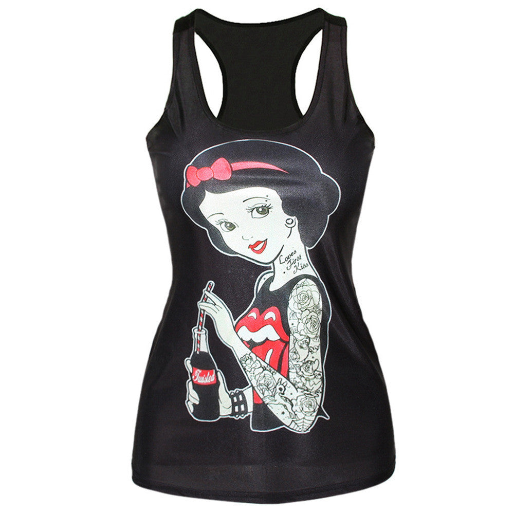 Women Summer Style T Shirt Punk Club Sleeveless Costume 3D T-Shirts Women Fashion Leisure Vest-Dollar Bargains Online Shopping Australia