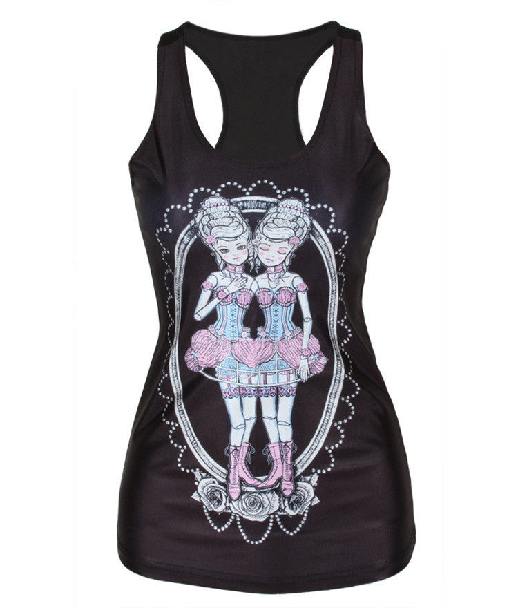 Women Summer Style T Shirt Punk Club Sleeveless Costume 3D T-Shirts Women Fashion Leisure Vest-Dollar Bargains Online Shopping Australia