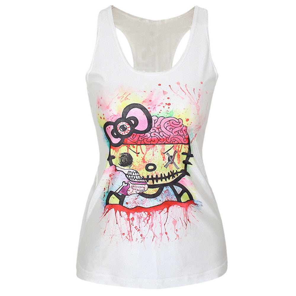 Women Summer Style T Shirt Punk Club Sleeveless Costume 3D T-Shirts Women Fashion Leisure Vest-Dollar Bargains Online Shopping Australia