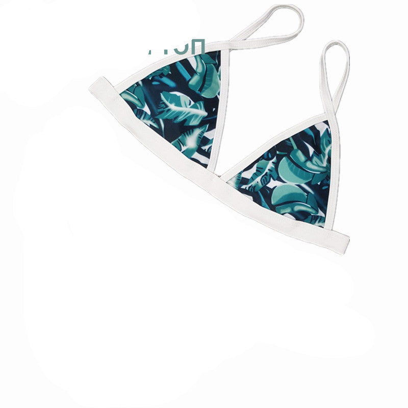 flower pattern green leaf women bikini adjustable strap swimsuit low price Brazilian bathing suit padded swimwear-Dollar Bargains Online Shopping Australia