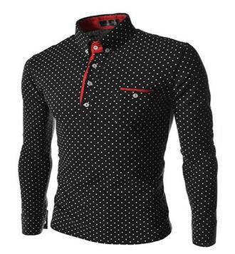 New Brands Mens Dot Long Sleeve POLO Shirts Brands Long Sleeve Camisas Polo Stand Collar Male Polo Shirt Size 3XL. KJHB - CelebritystyleFashion.com.au online clothing shop australia