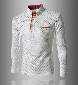 New Brands Mens Dot Long Sleeve POLO Shirts Brands Long Sleeve Camisas Polo Stand Collar Male Polo Shirt Size 3XL. KJHB - CelebritystyleFashion.com.au online clothing shop australia