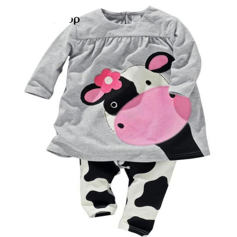 New Baby Girl Set Heart-shaped Print Bow Cute 2PCS Kid Set T shirt + Pants Cute Princess Kids Clothing Set Newborn Clothing - CelebritystyleFashion.com.au online clothing shop australia