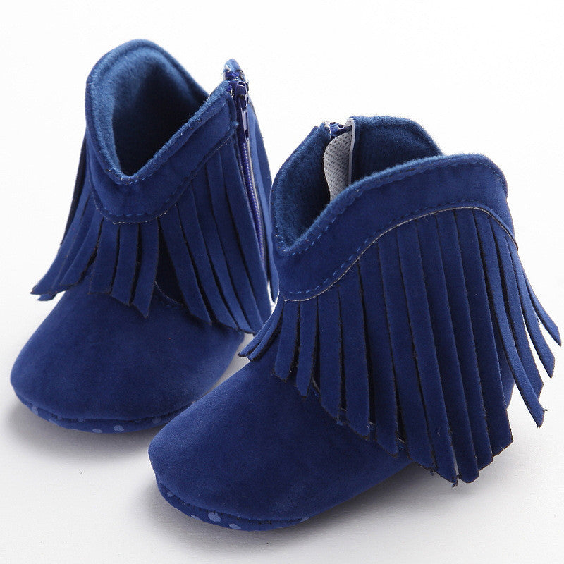 Moccasin Moccs Newborn Baby Girl Boy Kids Prewalker Solid Fringe Shoes Infant Toddler Soft Soled Anti-slip Boots Booties 0-1Yea - CelebritystyleFashion.com.au online clothing shop australia