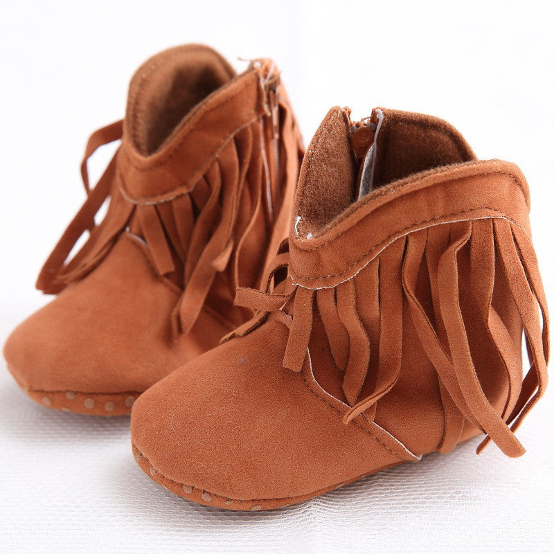 Moccasin Moccs Newborn Baby Girl Boy Kids Prewalker Solid Fringe Shoes Infant Toddler Soft Soled Anti-slip Boots Booties 0-1Yea - CelebritystyleFashion.com.au online clothing shop australia