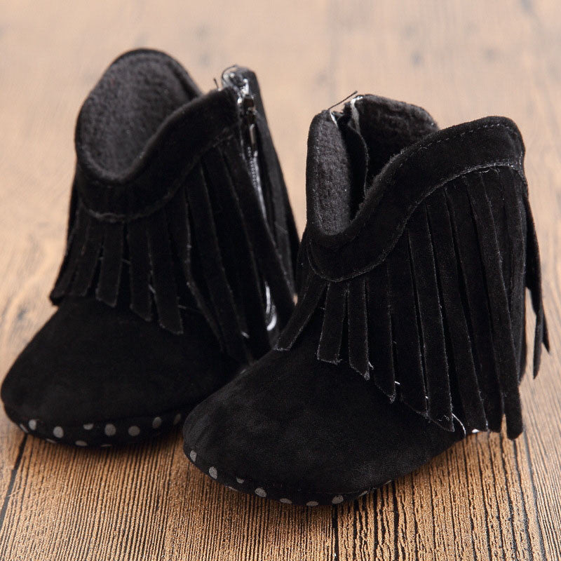 Moccasin Moccs Newborn Baby Girl Boy Kids Prewalker Solid Fringe Shoes Infant Toddler Soft Soled Anti-slip Boots Booties 0-1Yea - CelebritystyleFashion.com.au online clothing shop australia