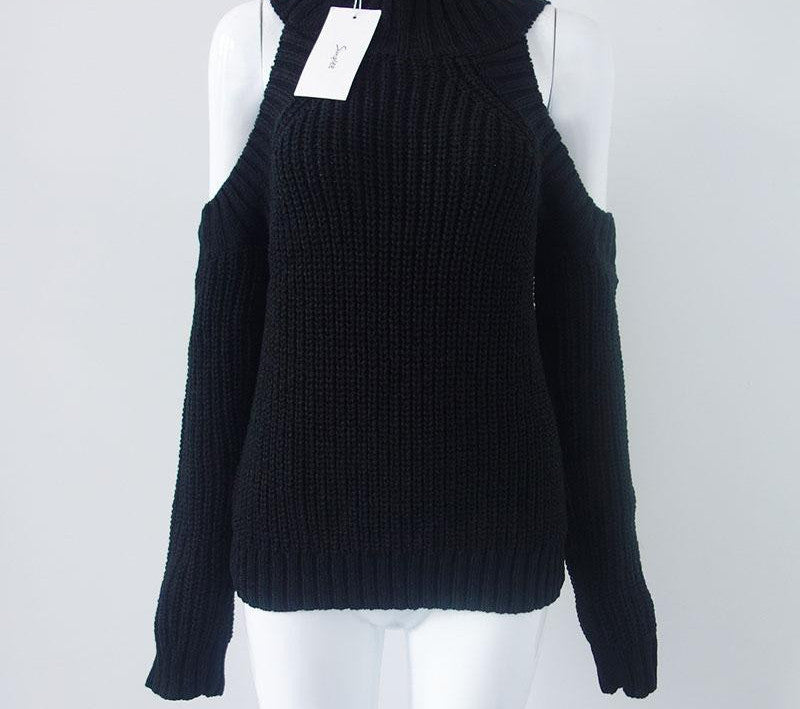 turtleneck off shoulder knitted sweater women autumn Fashion tricot pullover jumpers Pull femme oversized capes - CelebritystyleFashion.com.au online clothing shop australia