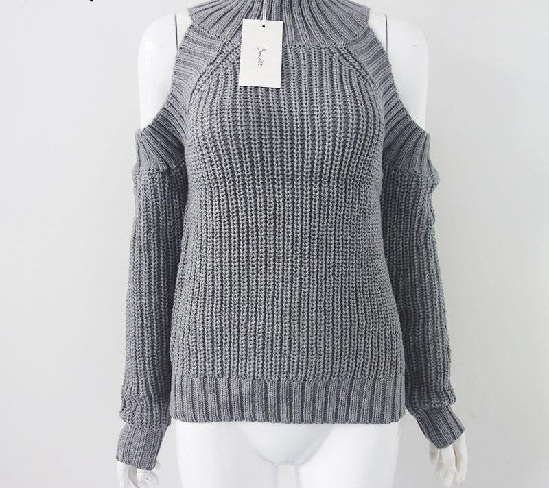 turtleneck off shoulder knitted sweater women autumn Fashion tricot pullover jumpers Pull femme oversized capes - CelebritystyleFashion.com.au online clothing shop australia