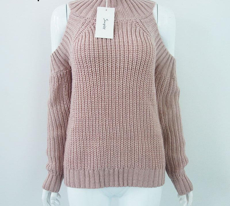 turtleneck off shoulder knitted sweater women autumn Fashion tricot pullover jumpers Pull femme oversized capes - CelebritystyleFashion.com.au online clothing shop australia